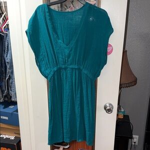 Teal V-Neck Women's Swim Coverup